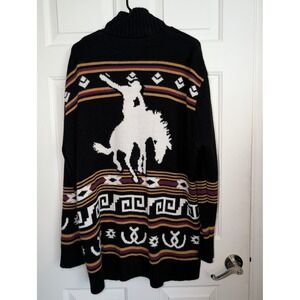 Wrangler Retro XL XXL Western Cowboy Cardigan Sweater Bucking Horse Southwestern